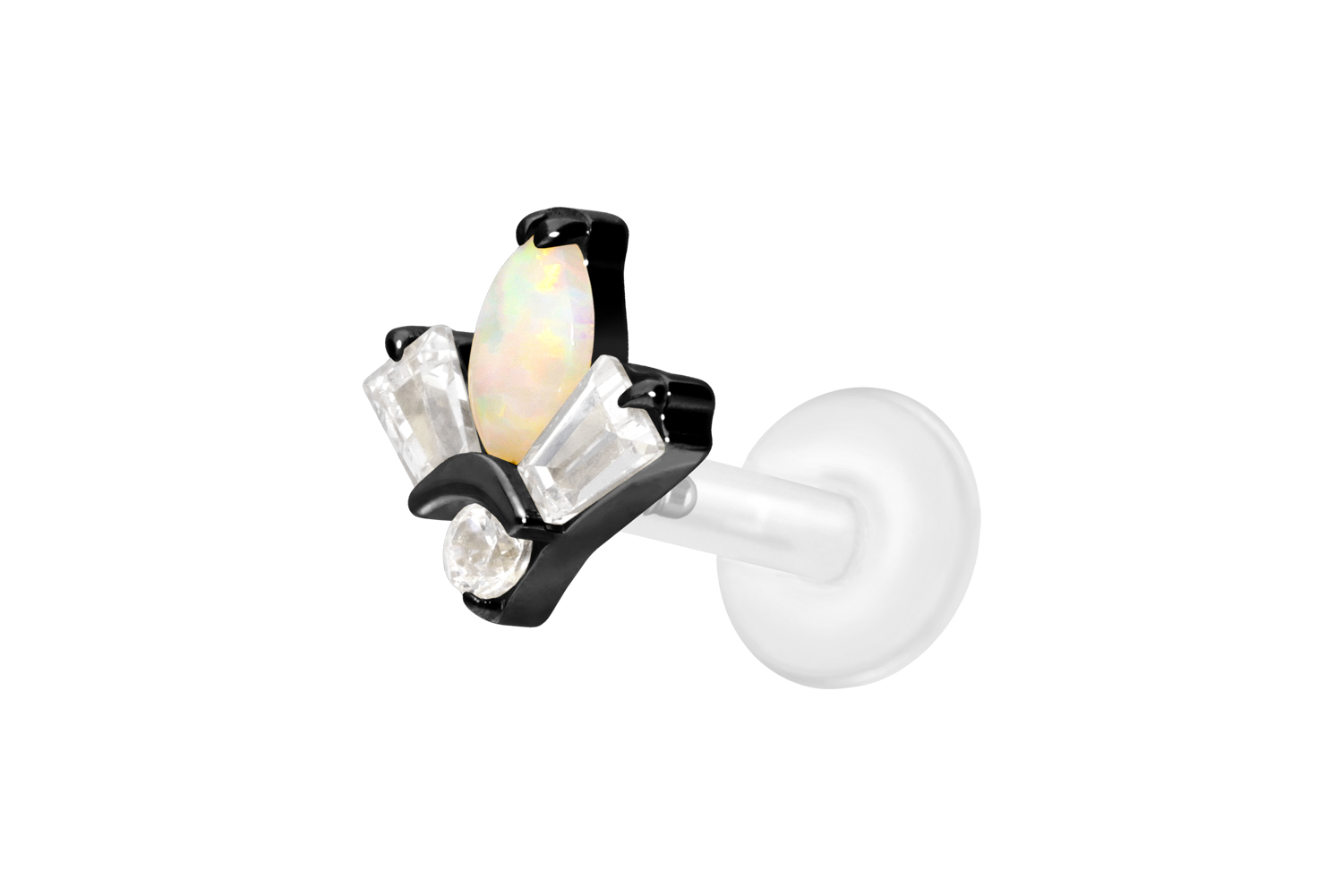 PTFE Labret Piercing mit Innengewinde + Titan-Aufsatz LOTUSBLÜTE